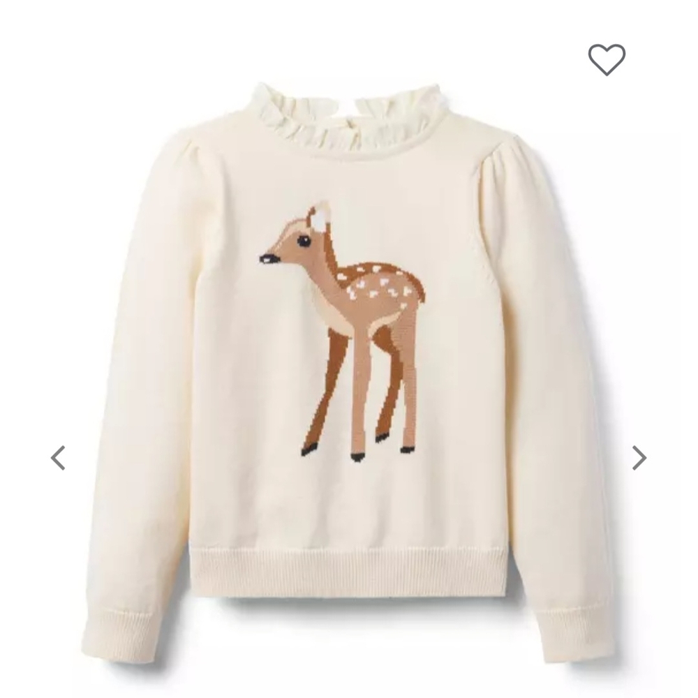 Janie and Jack Cream and Brown Deer Sweater